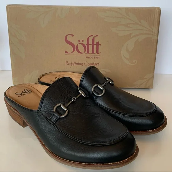 Sofft Mules Naoko Black Leather New in Box Size 10 - Picture 14 of 14
